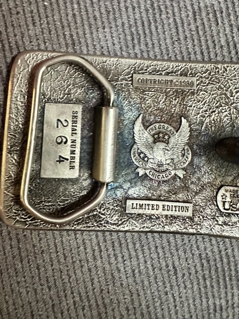 Vintage 80s convertible sports car belt buckle silver tone